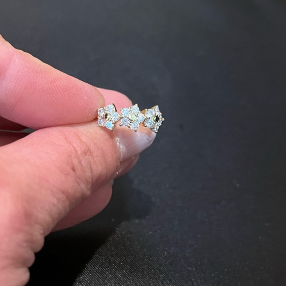 14K Yellow Gold Plated Rhinestone 3 Star Ring - Picture 2 of 7